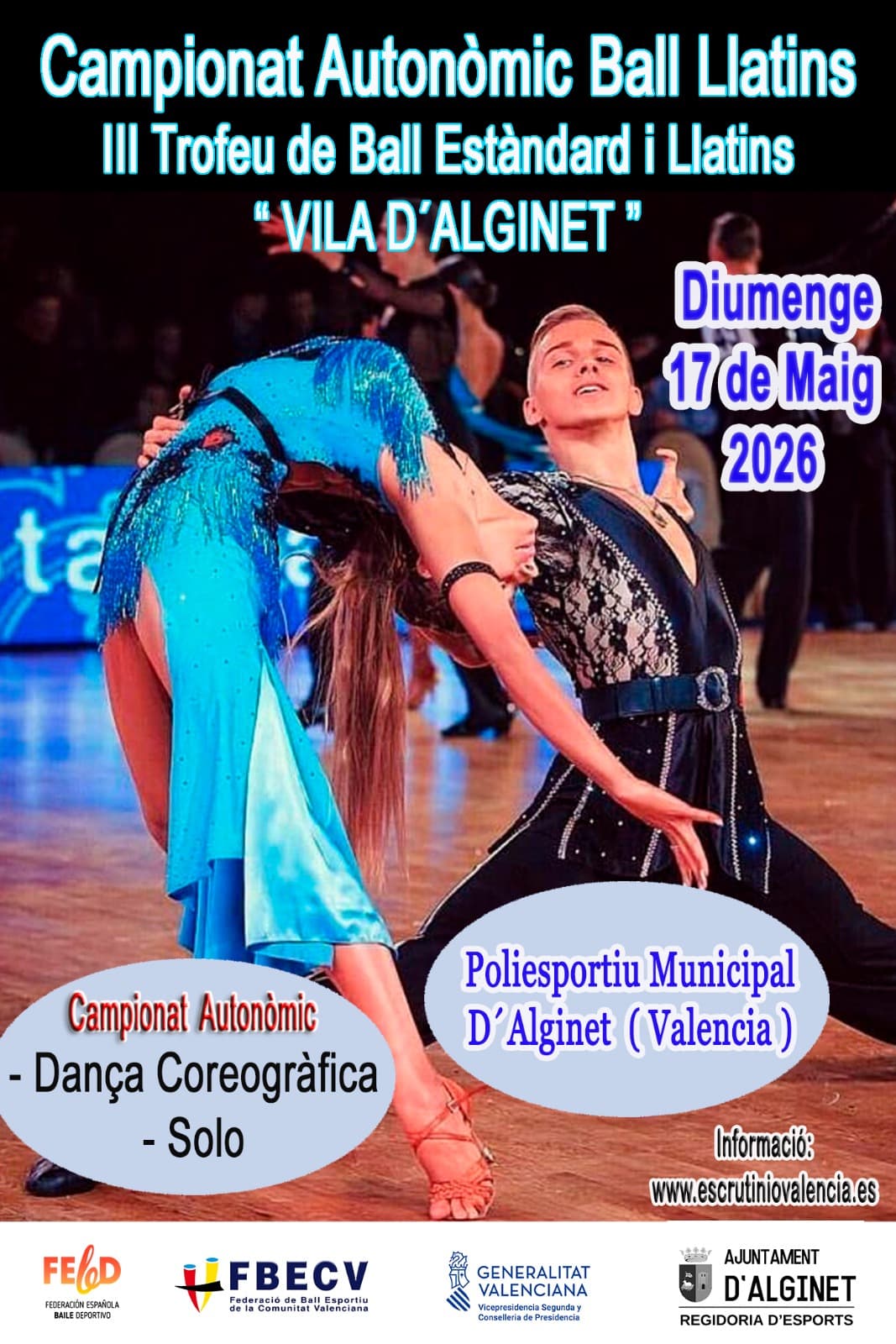 Cartel de III TROFEU DE BALL ESTANDAR I LLATINS VILA D ALGINET-CCV SOLO